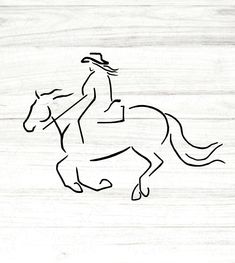 a drawing of a person riding a horse