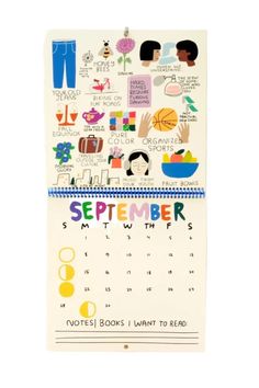 a calendar with different things on it