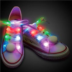 Light Up Shoe Laces, Multicolor Lace-up Custom Sneakers, Colorful Lace-up Synthetic Sneakers, Multicolor Synthetic Lace-up Custom Sneakers, Mardi Gras Shoes, Led Rainbow, Glow Products, Disco Dance, Shoe Design