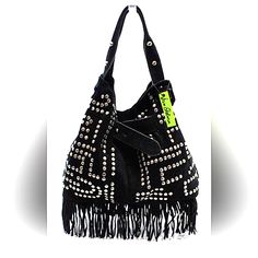 Brand New Sam Edelman Fringed Bag. The Description Is In The Pictures. This Is A Very Roomy Bag, I Have This Same Bag. I'm A Makeup Artist, And I Always Carry At Least 4 Cosmetic Bags 5x8 Inches Each Plus My Long Wallet In My Sam Edelman Bag & I Still Have Room To Spare. This Is One Of My Favorite Bags, Its Soft, Beautiful And Roomy. Suede Bag, Fringe Bags, Long Wallet, Cosmetic Bags, Fun Bags, Sam Edelman, Black Suede, Cosmetic Bag, Calf Skin