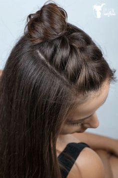 Braided Hairstyle Tutorial Videos, Half Braided Hairstyles, Half Braid, Fast Hairstyles, Dark Brown Hair Color, Braid Hair, Braided Hairstyles Tutorials