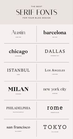 the different font styles for each type of logo