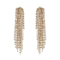 PRICES MAY VARY. Made of crystals. This tassel dangle drop earrings have long crystals chains. If you are going out to a party or banquet, these chandelier earrings are the perfect accessory that will enhance your outfit. Wearing a dinner dress, formal gown or spectacular in casual wear, matching this prom dangle earring. It will be an ideal gift for your wife, fiancee, daughter, mother, your special someone, or just yourself. Length: 12.2cm(4.8"), Width: 2.1cm(0.8"), One Earring Weight: 13.05g. Dinner Dress Formal, Daughter Mother, Jewelry Fashion Trends, Crystal Chain, Dinner Dress, Tassel Fringe, Fringe Earrings, Jewelry Gift Box, Chandelier Earrings