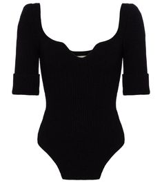 Fitted Black Ribbed Knit Top, Fitted Black Top With Ribbing, Chic Ribbed Fitted Knit Top, Black Fitted Knit Top With Ribbed Neckline, Fitted Black Knit Top With Ribbed Neckline, Black Fitted Knit Top, Fitted Black Knit Top, Khaite Top, Ribbed Knit Top