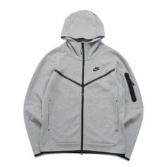 Brand New Grey Nike Tech Fleece Nike Fleece Sweatshirt With Pockets, Fall Sportswear Fleece Jacket For Winter Sports, Functional Gray Sweatshirt For Winter, Nike Fleece Jacket With Fleece Lining, Nike Gray Outerwear With Ribbed Cuffs, Sporty Fleece Sweatshirt For Cold Weather, Nike Fleece Outerwear With Pockets, Nike Tech Fleece Men, Nike Tech Jacket