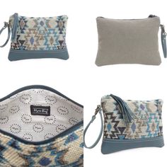 Crafted From Luxurious Steel Blue Leather And Unique Woven Tribal Print That Combines Beautifully. Its Compact Size Is Perfect When You're On The Go. Zipper-Close Top With Durable Wristlet Carrying Strap In Matching Leather. You'll Love Its Convenience And Dynamic Style! More Information Materials- Rug, Leather, And Canvas Item Width- 11’ Item Height- 8’ Handle- 6' Light Blue Bags With Zipper Pouch For Everyday Use, Blue Shoulder Bag Pouch For Everyday Use, Blue Everyday Shoulder Pouch, Blue Pouch Clutch For Everyday Use, Blue Pouch Clutch For Daily Use, Blue Removable Pouch Shoulder Bag, Blue Everyday Pouch Clutch, Everyday Blue Pouch Clutch, Trendy Blue Shoulder Bag With Zipper Pouch