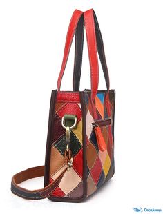 OrcaJump - Cowhide Plaid Crossbody Bag Top Handle Shoulder Bag with Zipper for Daily and Holiday Use, Rainbow Design Bag With Zipper, Rainbow Design, Wallet Case, Top Handle, Wallets, Crossbody Bag, Plaid, Rainbow, Shoulder Bag