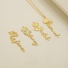 Discover the perfect gift for special occasions with our Personalized Birth Flower Necklace. Each elegant necklace is designed to represent your loved one's birth flower, carrying a unique and meaningful message. Make it extra special by personalizing it with a name or date. Crafted from high-quality materials, this necklace is a stylish and thoughtful gift option that will be cherished for years to come. Handmade item Material: 925 Sterling Silver Ships from a small business in Turkey Adjustable length Style: Minimal Can be personalized Made to order H O W * TO * O R D E R Step 1 : Choose the colors: Gold, Rose Gold or Silver. Step 2 : Choose necklace length: 14" to 20" available (inches) Step 3 : Add your personalization: Simply use the 'PERSONALIZATION BOX' to let us know the FLOWER of Birth Flower Pendant Necklace As Gift For Mom, Valentine's Day Birth Flower Charm Necklace Gift, Elegant Birth Flower Name Necklace Gift, Valentine's Day Birth Flower Jewelry For Mom, Valentine's Day Birth Flower Charm Necklace, Birth Flower Jewelry For Mom On Valentine's Day, Personalized Flower-shaped Jewelry For Her, Valentine's Day Gift Birth Flower Charm Necklace, Elegant Birth Flower Name Necklace For Mother's Day