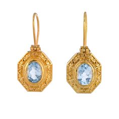 Blue Topaz Vermeil 14K Gold Over Sterling Silver Earring 925 Silver = 5.00 gm. Blue Topaz = 2.50 ct. Blue Topaz is the birthstone for December and is a symbol of eternal romance and friendship. The beautiful earring measures to be 1.10 inches long including the wire and 0.55 inches wide at its maximum points. The earrings have been made by a team of highly trained and skilled artisans. What is Vermeil 14K Gold? It is a thick layer of 14K Gold plating on 925 Sterling Silver. If for any reason you Yellow Gold Earrings With Blue Topaz Gemstone, Oval Gold Topaz Earrings, Classic Blue Topaz Gemstone Earrings, Hallmarked Round Blue Topaz Earrings, Classic Blue Topaz Birthstone Earrings, Blue Topaz Gemstone Earrings, Fine Jewelry Topaz Birthstone Earrings, Fine Jewelry Birthstone Earrings In Topaz, Topaz Birthstone Earrings