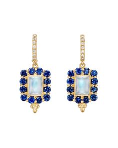 Temple St. Clair 18K Yellow Gold Color Theory Multi-Gemstone & Diamond Drop Earrings Yellow Gold Color, Blue Moonstone, Diamond Drops, Yellow Gold Earring, Lovely Jewellery, Diamond Drop Earrings, Gold Drop Earrings, Online Earrings, Yellow Diamond