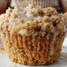 a close up of a muffin on a plate