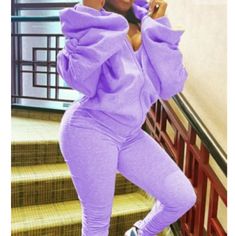 2pc Pants Set. Open Back, Hooded Jacket W/Full Zip. Legging Style Pants. Hooded Solid Sets For Fall, Hooded Solid Color Sets For Fall, Fitted Hooded Sets For Fall, Winter Stretch Hooded Sets, Winter Hooded Stretch Sets, Fitted Solid Tracksuit For Spring, Sweat Suit, Style Pants, Leggings Fashion