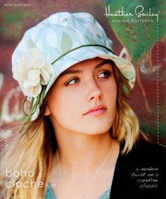 Heather Bailey Boho Cloche Hat Sewing Pattern FREE by Ahmelie, $7.95 Cappello Cloche, Cloche Hat Pattern, Hat Sewing, Heather Bailey, Sewing Hats, Sewing Crochet, Start Sewing, Boho Twists, Flapper Hat