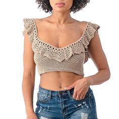 Description: Fashion Top,Summer Perfect Bikini Crochet Top, With Light Pad Halter Tie, Back Tie Note: Only Top Category: Tops Fabric: Acrylic Content: 100% Prepack A: 3s/M-3m/L Available In Both Colors Tan And Black Just Comment The Color Crochet Tops, Fashion Top, Top Summer, Tie Back, Crochet Bikini, Crochet Top, Top Styles, Womens Tops, Crop Tops