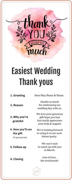 a wedding thank card with the words, thank you much