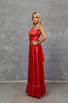 Red Multiway Satin Dress With Ruffles Convertible A-line Dress | Etsy Bosnia and Herzegovina Infinity Dress Bridesmaid, Multiway Dress, Dress With Ruffles, Infinity Dress, Silky Dress, Dress Bridesmaid, Dress Satin, Satin Silk, Satin Dress