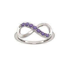 This gorgeous sterling silver Amethyst infinity right hand ring is the perfect way to finish any outfit. Click on this JEWELRY & WATCHES GUIDE to learn about fit, styles, materials and more! This gorgeous sterling silver Amethyst infinity right hand ring is the perfect way to finish any outfit. Click on this JEWELRY & WATCHES GUIDE to learn about fit, styles, materials and more! FEATURES Width: 2 mm Shank style: traditional Band fit: comfort fit Metal: sterling silver Plating: rhodium Finish: po Infinity Ring With Birthstone, Infinity Birthstone Rings, Silver Infinity Birthstone Ring, Elegant Silver Infinity Birthstone Ring, Amethyst Stackable Rings For Anniversary, Anniversary Stackable Amethyst Rings, Right Hand Ring, Right Hand Rings, Hand Ring