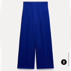 Brand New Zara Wide Leg Cropped Blue Pants. Size L. It’s Pants With High Waist With Wide Legs. Side Hidden In-Seam Zip Closure. Zara Pants, Wide Legs, Blue Pants, Pant Jumpsuit, High Waist, Wide Leg, Pants For Women, Zara, High Waisted