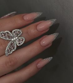 Silver Sparkle Nails, Inspiration Nails, Nails Trend, Long Press On Nails, Wow Nails, Style Nails, Nails Fashion, Pretty Nail Designs