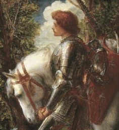 a painting of a man riding on the back of a white horse