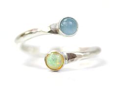 Birthstone Ring / Two Birthstone Ring / Anniversary Gift / - Etsy Adjustable Opal Ring Birthstone With Round Stone, Adjustable Multi-stone Opal Ring For Anniversary, Adjustable Opal Ring With Round Stone For Gift, Adjustable Opal Ring With Round Stone, Adjustable Opal Ring With Birthstone, Adjustable Open Opal Ring With Birthstone, Adjustable Opal Ring With Open Design, Adjustable Opal Ring For Spiritual Healing, Adjustable Spiritual Opal Birthstone Ring