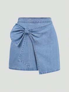 Fashionable Bowknot Teenage Girls' Denim Skirt Medium Wash    Denim Plain Asymmetrical Non-Stretch  Teen Girls Clothing, size features are:Bust: ,Length: ,Sleeve Length: African Print Skirt Ankara Styles, Flared Denim Skirt, Pleated Denim Skirt, Girls Denim Skirts, African Print Skirt, Drop Shoulder Cardigan, Fashion Tights, Teenager Outfits