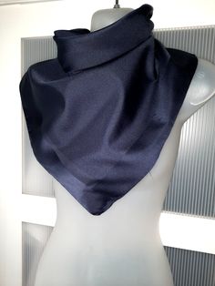 A very classic navy blue square scarf that can  be used casually and for any special occasion like wedding and engagement celebration. The scarf measure 27x27 inches and can be used as a neck wrap, headband, bag decor, hair tie, etc. The scarf is in excellent/mint condition. The scarf is 100% polyester. It comes in a gift wrap and with a 'Thank you' card. For more scarves in my store visit: https://www.etsy.com/ca/shop/NostalgicByLiliya?ref=seller-platform-mcnav&section_id=25031148 For other ite Classic Square Silk Scarf, Elegant Square Scarves For Formal Occasions, Elegant Square Scarf For Formal Occasions, Classic Solid Color Formal Scarves, Elegant Blue Square Silk Scarf, Classic Square Scarf For Formal Occasions, Formal Solid Color Satin Scarves, Bandana Wedding, Tie Bandana