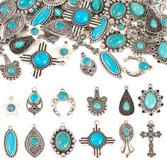 PRICES MAY VARY. What You Get: You will receive 48pcs of turquoise charm pendants in 12 different styles, 4pcs/style, you don't worry about being unable to make a pair of accessories. Sufficient quantity and special design are enough to meet your various jewelry DIY needs. You can wear with your favorite outfits! Best Western Charms: Turquoise Pendants are a very popular and important symbol to the Native American culture of the American Southwest. You can use these Turquoise charms and make the Tibetan Necklace, Turquoise Earring, Turquoise Charm, Western Accessories, Tibetan Turquoise, Unique Jewelry Gifts, Earring Charms, Jewelry Antique, American Southwest