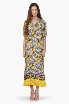 Citrus Lemon Printed Dress Lemon Print Dress, Beautiful Midi Dresses, Dress With Puff Sleeves, Beach Collection, Lemon Print, Dresses Xxl, Bag Dress, Printed Dress, Printed Maxi Dress