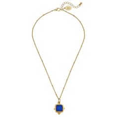 Bright French glass set in handcast gold on a dainty gold chain. 24k gold plated French glass Handmade in San Antonio, TX Dainty Gold Chain, Ribbon Box, French Glass, 24kt Gold, Lovely Necklace, Hand Cast, San Antonio Tx, Classic Blue, Dainty Necklace