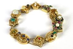 Size: 8 1/8" x .55" Signed: 14k  Weight: 17.9 dwt 27.6g Please see some minor stones are missing. Also the link that connects the chain should be soldered shut. I didn't get it done yet as I thought about finding one more slider to this bracelet. Heirloom Gold Multi-stone Bracelets, Heirloom Gold Bracelets With Multi-stone, Antique Multi-stone Bracelet For Formal Occasions, Antique Multi-stone Bracelets For Formal Occasions, Antique Multi-stone Bracelet As Gift, Antique Multi-stone Bracelets As Gift, Heirloom Yellow Gold Multi-stone Bracelets, Heirloom Multi-stone Bracelets For Formal Occasions, Antique Multi-stone Yellow Gold Jewelry