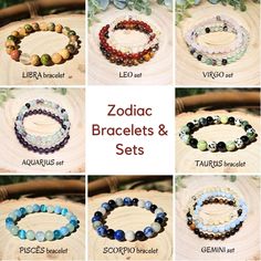 Check these beautiful Zodiac Crystal Bracelets, the perfect blend of style and spirituality, ideal for treating yourself or as a thoughtful birthday gift. Each bracelet is designed to represent the unique essence of each of the 12 zodiac signs, featuring the three best birthstones associated with it. These crystal bracelets are powerful energy amulets, enhancing your natural strengths and providing balance. Choose from a single bracelet that combines all three birthstones or a set of three brace Cheap Aventurine Beaded Bracelets, Single Bracelet, Healing Gemstone Bracelets, Aromatherapy Bracelet, Bracelets Beaded, Zodiac Bracelet, Powerful Energy, Energy Bracelets, Birthstone Bracelet