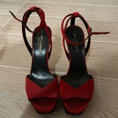 Saint Laurent Red High Heels Size 37.5 Gently Worn. Fits Women’s 7.5 Or 8 Great Deal!! Red High Heels, Fits Women, Saint Laurent Shoes, Red High, Shoes Women Heels, Saint Laurent, Shoes Heels, High Heels, Size 7