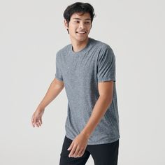 Features: Premium fitted crew neck t-shirt Provides moisture wicking, odor control, quick dry and anti-microbial finish for maximum comfort UPF 30 blocks 97% of UV rays 96% polyester/4% spandex Fabric will shrink minimally (5%) on a low heat setting in the dryer Classic side seam for the best look & fit Soft tag – tag is screen-printed in the tee for maximum comfort Fit: This is a contemporary/athletic cut. First model is 6'0 / 165 lbs and wearing a size M Second model is 6'1" / 250 lbs and wear Dad Bod, Gym Shirts, Navy Shorts, Golf Polo Shirts, Mens Activewear, Navy Color, Crew Neck Tee, Workout Wear, Uv Rays