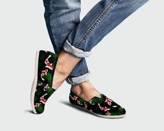 Super cute koi fish shoes for women and girls! Our custom made shoes are sure to attrack some attention! All of our sneakers are custom-made-to-order and handcrafted to the highest quality standards Check out more of our footwear here: https://www.etsy.com/shop/unicornshoesshop/ Product name; Koi Fish Shoes | Womens Shoes | Cute Shoes | Canvas Women Shoes | Girls Slip Ons | Casual Shoes | Koi Fish Gifts | Koi Fish Print Product Features; ▶ Features a full wrap canvas print. ▶ Elastic stretch V f Fish Shoes, Koi Fish Print, Fish Gifts, Halloween Shoes, Custom Made Shoes, Shoes Cute, Shoes Canvas, Popular Shoes, Fish Print