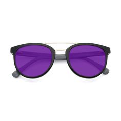 Unisex black/silver round full-rim sunglasses frames with spring hinges are available in variety of colors to match any outfit. These affordable qualified double bridge retro-vintage tinted sunglasses include free single-vision prescription purple tinted lenses with AR and 100% UV protection, a case and a cleaning cloth. Double bridges and metal bridges are their characteristics. Bifocal and progressive lenses are supported. For a person who loves an edgy looking accessory then, this eyewear is Classic Purple Polarized Sunglasses, Classic Purple Tinted Sunglasses, Metal Bridge, Progressive Lenses, Tinted Sunglasses, Cleaning Cloth, Hinges, Uv Protection, Mirrored Sunglasses