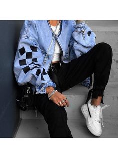 Mode Shoes, Goth Outfit, Moda Denim, Instagram Baddie, Denim Jacket Fashion, Jean Jacket Women, Outfit Jeans, Looks Street Style, Dream Style