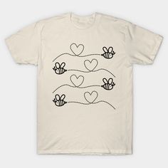 a t - shirt with hearts and bees on it