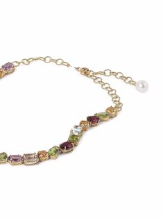 18kt yellow gold 18kt yellow gold Anna gemstone necklace from DOLCE & GABBANA featuring spring-ring fastening, adjustable-length chain, South Sea pearl, citrine, quartz, amethyst, quartz, peridot, garnet, aquamarine and morganite. | Dolce & Gabbana 18kt yellow gold Anna gemstone necklace Luxury Formal Multi-stone Necklace, Exquisite Multi-stone Necklace For Formal Occasions, Luxury Multi-stone Necklaces For Formal Occasions, Elegant Gold Necklaces With Natural Stones, Formal Gold Plated Jewelry With Gemstone Accents, Formal Gold-plated Jewelry With Gemstone Accents, Elegant Yellow Gold Jewelry With Natural Stones, Luxury Necklaces With Natural Stones, Exquisite Multi-stone Necklace