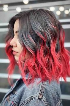 The Grey Ombre Hair Trend of 2024: 15 Hottest Examples Grey And Red Hair Color Combos, Red Roots Purple Hair, Ombre Fashion Color Hair, Red And Silver Hair Color Ideas, Gray Hair Purple Highlights, Grey Hair With Red Highlights, Red And Grey Hair, Grey And Red Hair, Gray And Red Hair