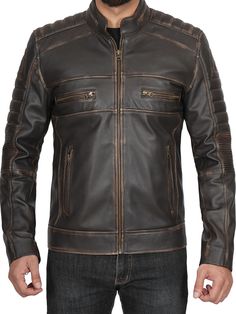 Here is the ultimate wardrobe staple for those who want to make a fashion statement. It is made from high-quality lambskin leather material, which is durable, stretchable, and will give you the desired look on you. So, to look cool, feel warm, and make a fashion statement - get yourself a leather jacket today! Specification: 100% Real Lambskin Leather. Internal fully lined with soft polyester. Decorative seam and shoulder details. Erect collar with smooth zip YKK closure. Four exterior pockets a Racer Leather Jacket, Maroon Leather Jacket, Dark Brown Leather Jacket, Man Cafe, Cafe Racer Leather Jacket, Leather Jackets For Men, Brown Cafe, Cafe Racer Style, Suede Biker