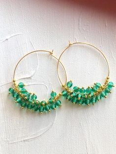 Bring some colours this summer with our Mona earrings 🥰 Gold Jade Jewelry With Faceted Beads, Gold Jade Hoop Jewelry, Green Hoop Beaded Earrings With Dangling Beads, Green Hoop Earrings With Dangling Beads, Green Hoop Earrings With Dangling Beads For Gift, Gold Round Beaded Earrings With Faceted Beads, Gold Round Faceted Beads Earrings, Elegant Gold Hoop Earrings With Colorful Beads, Green Wire Wrapped Hoop Earrings