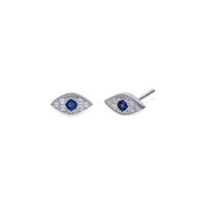 Petite Evil Eye Stud Earrings | Alexandra Marks Jewelry Diamond Eyes Drop Earrings As Gift, Silver Earrings With Diamond Eyes Fine Jewelry, Fine Jewelry Silver Earrings With Diamond Eyes, Classic Sterling Silver Jewelry With Diamond Eyes, Silver Round Evil Eye Earrings, Elegant Evil Eye Drop Earrings, Sterling Silver Earrings With Diamond Eyes, Classic Sterling Silver Earrings With Diamond Eyes, Elegant Evil Eye Earrings As A Gift