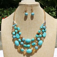 New! Boho Necklace Chunky Multi Strand Turquoise Bead Has Real "Boho Styling!" Gorgeous Turquoise Howlite! Goldtone Faux Crystal! Stunning Unique & Chic! High-End Boutique! Matching Earrings Necklace Length:20 In. Our Jewelry Is Much Higher Quality Than Overseas! Most Of Our Pieces Are "One Of A Kind" We Ship Fast! Bundles Save $$$ Tags:Boho Western Southwestern Bohemian Gypsy Hippie Festival Fashion Jewelry Statement Necklace Date Night Rhinestone Large Chunky Vacation Tropical Stone Vacation Tropical, Necklace Chunky, Hippie Festival, Jewelry Statement, Turquoise Howlite, Turquoise Beads, Boho Necklace, Multi Strand, Necklace Length