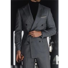 Wiaofellas - Elegant Gray Men Suits 2 Piece Fashion Peak Lapel Wedding Party Tuxedo Formal Business Casual Daily Male Suit (Jacket+Pants) Double Breasted Suit Men, Double Breasted Tuxedo, Stylish Mens Suits, Classy Suits, Classy Outfits Men, Dress Suits For Men, Designer Suits For Men, Fashion Suits For Men, Mens Fashion Classy