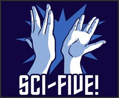 two hands with the words sci - five on them, and an image of someone holding their hands up