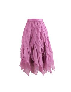 Show some ruffle love in our Salvia Skirt. An A Line knee length skirt with beautiful chiffon ruffles cascading down. A stylish piece that is easy to dress up with a white shirt and heels or down with a t-shirt and trainers.Fabric: 100% polyester chiffon and 100% polyester satin.Model wears size UK 8.This item is Dry Clean Only. Party Skirt With Layered Voluminous Hem, Party Skirt With Layered Hem And Voluminous Fit, Voluminous Party Skirt With Layered Hem, Spring Pleated Party Skirt, Spring Party Ruffled Skirt Bottoms, Spring Party Bottoms With Ruffled Skirt, Flowy Full Skirt With Ruffles, Chic Ruffled Mini Skirt, Pleated Party Skirt For Spring