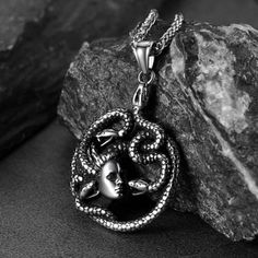 Mythology Medusa Gorgon Necklace Stainless Steel – FaithHeart Jewelry Mythology Medusa, Medusa Necklace, Medusa Gorgon, Symbol Of Strength, Symbols Of Strength, Big Rings, Evil Spirits, Gothic Jewelry, Stainless Steel Rings