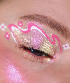 Pink Graphic Liner Makeup, Pink Graphic Eyeliner, Simple Graphic Eyeliner, Pastel Eye Makeup, Brow Glue, 2023 Pink, Rave Makeup