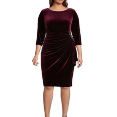 Alex Evenings Plus Size Solid Velvet Crew Neck 3/4 Sleeve Scoop Back Ruched Brooch Waist Sheath Dress Wine, Worn Once Alex Evenings, Dillard's, How To Feel Beautiful, Evening Wear, Sheath Dress, Dress Collection, Round Neckline, Amazing Women, Clothing Accessories